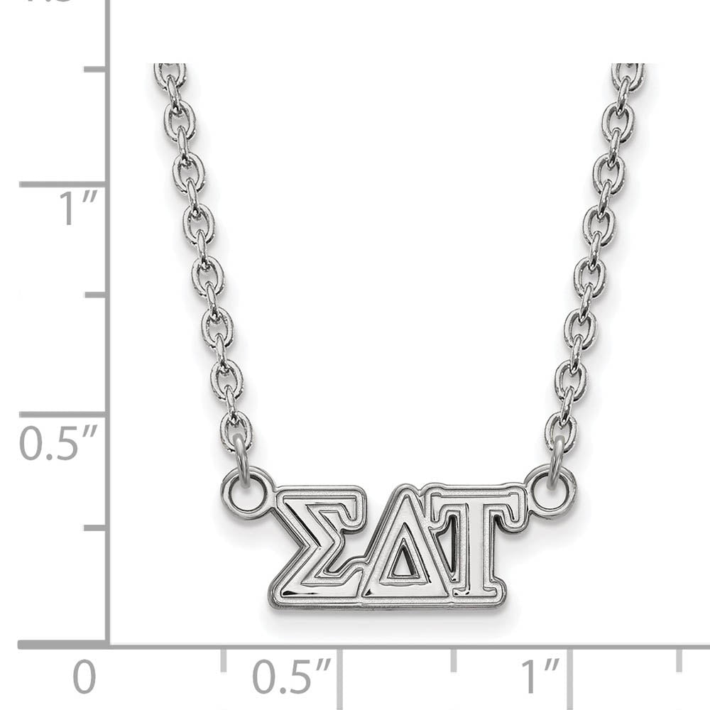 Alternate view of the Sterling Silver Sigma Delta Tau Medium Necklace by The Black Bow Jewelry Co.