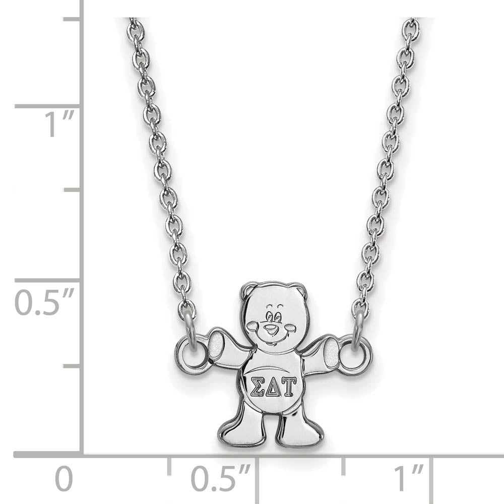 Alternate view of the Sterling Silver Sigma Delta Tau XS (Tiny) Necklace by The Black Bow Jewelry Co.