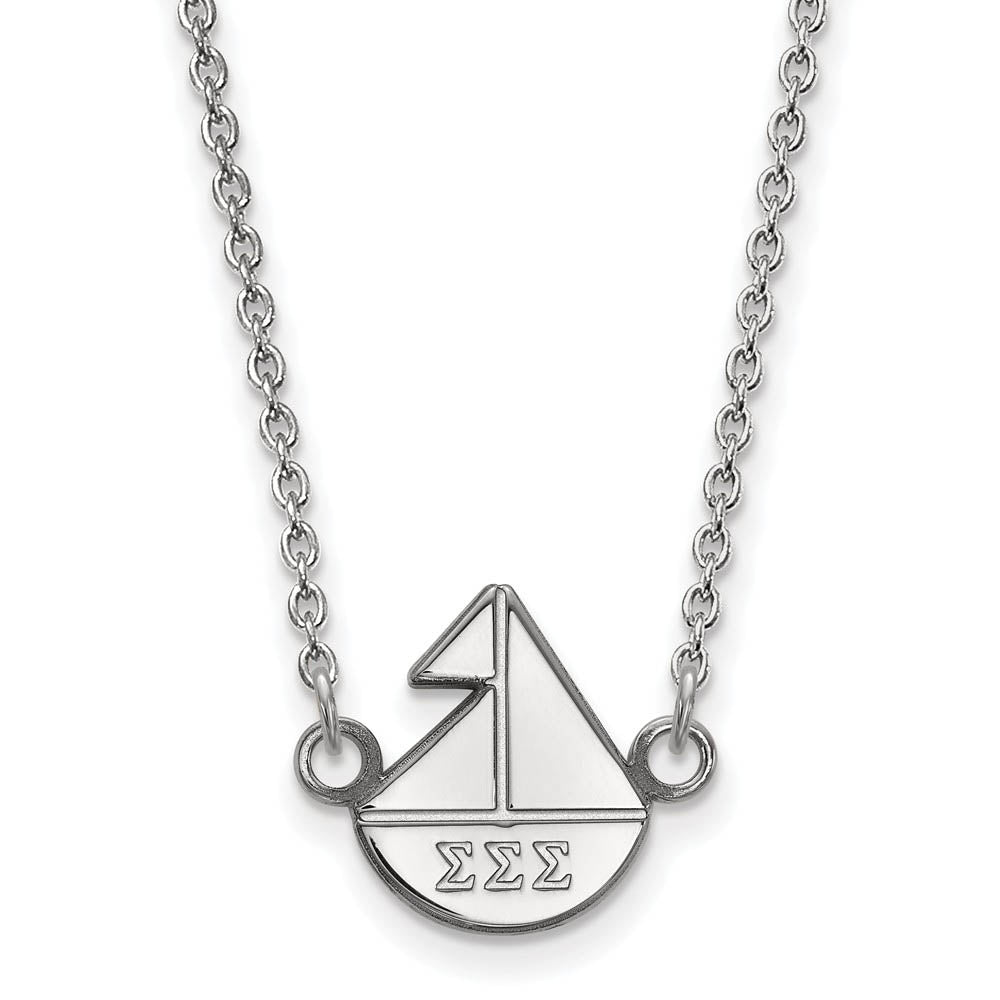 Sterling Silver Sigma Sigma Sigma XS (Tiny) Necklace, Item N15184 by The Black Bow Jewelry Co.