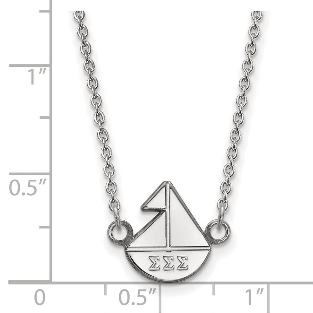 Alternate view of the Sterling Silver Sigma Sigma Sigma XS (Tiny) Necklace by The Black Bow Jewelry Co.