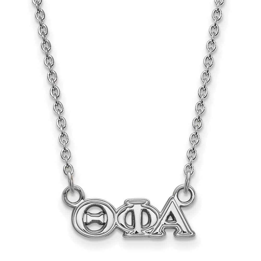 Sterling Silver Theta Phi Alpha XS (Tiny) Greek Letters Necklace, Item N15185 by The Black Bow Jewelry Co.