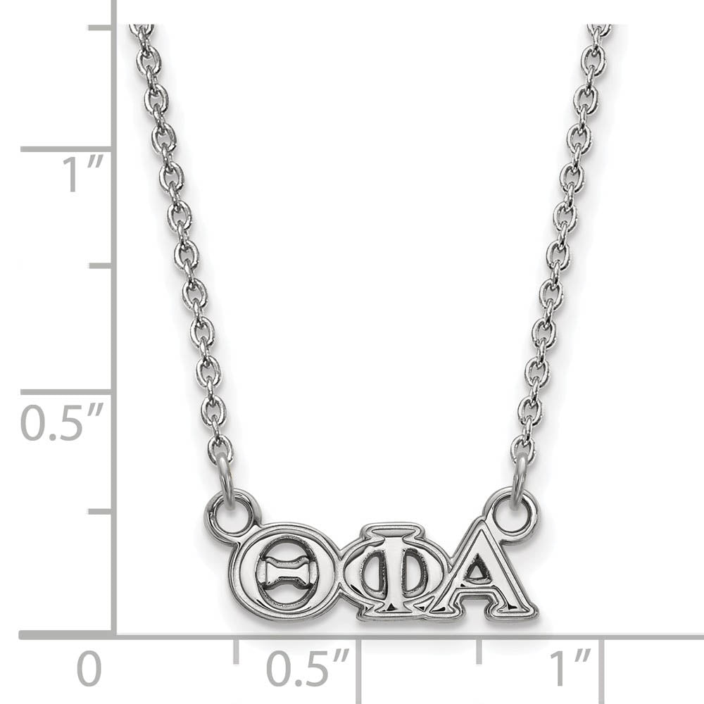 Alternate view of the Sterling Silver Theta Phi Alpha XS (Tiny) Greek Letters Necklace by The Black Bow Jewelry Co.