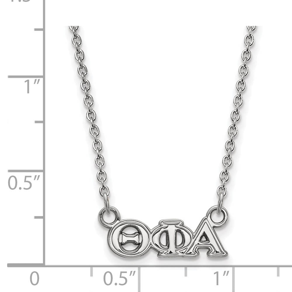 Alternate view of the Sterling Silver Theta Phi Alpha XS (Tiny) Greek Letters Necklace by The Black Bow Jewelry Co.