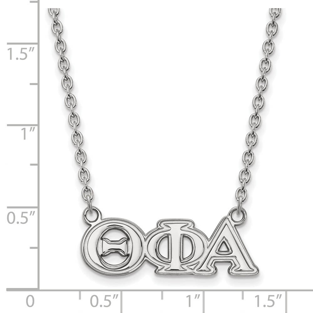 Alternate view of the Sterling Silver Theta Phi Alpha Medium Necklace by The Black Bow Jewelry Co.