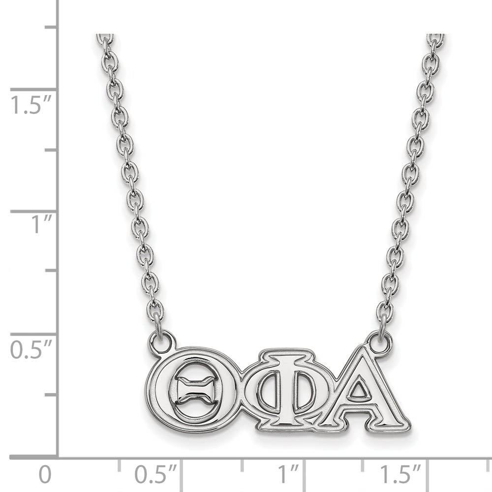 Alternate view of the Sterling Silver Theta Phi Alpha Medium Necklace by The Black Bow Jewelry Co.