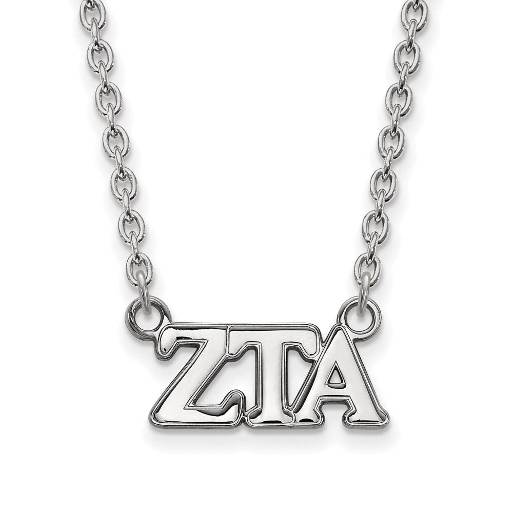 Sterling Silver Zeta Tau Alpha Medium Necklace, Item N15189 by The Black Bow Jewelry Co.