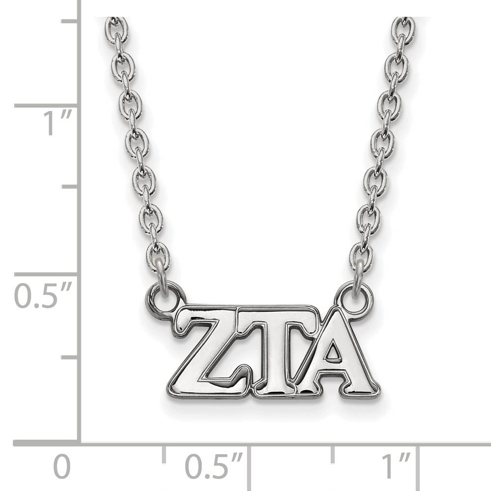 Alternate view of the Sterling Silver Zeta Tau Alpha Medium Necklace by The Black Bow Jewelry Co.