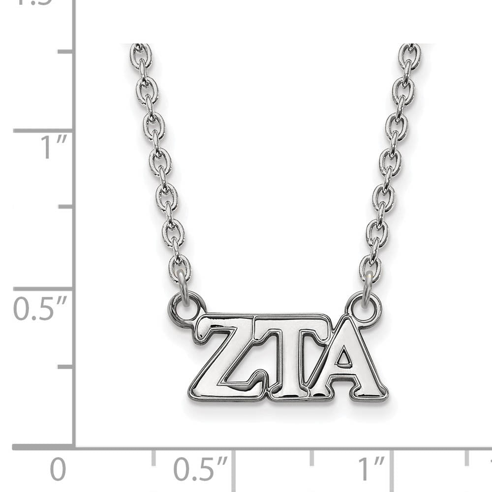Alternate view of the Sterling Silver Zeta Tau Alpha Medium Necklace by The Black Bow Jewelry Co.
