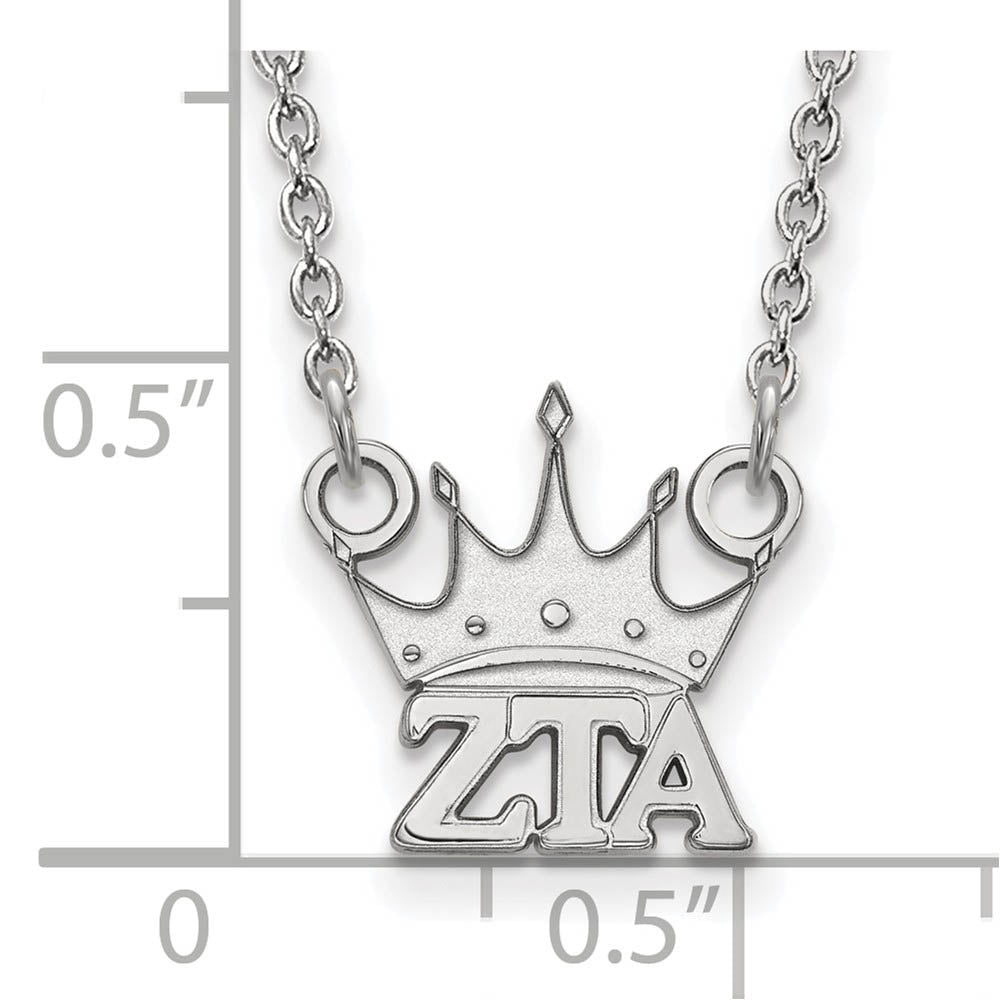 Alternate view of the Sterling Silver Zeta Tau Alpha XS (Tiny) Necklace by The Black Bow Jewelry Co.