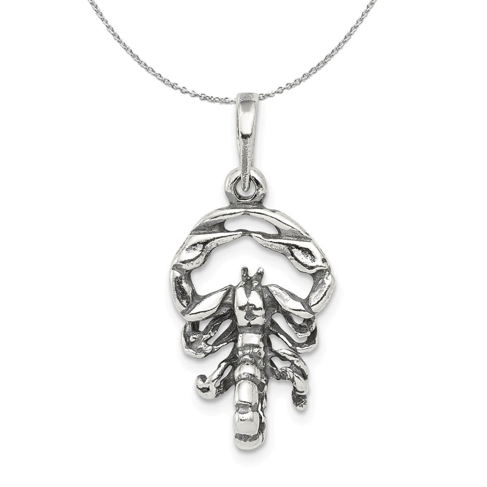 Sterling Silver Scorpio the Scorpion Zodiac 3D Antiqued Necklace, Item N15211 by The Black Bow Jewelry Co.