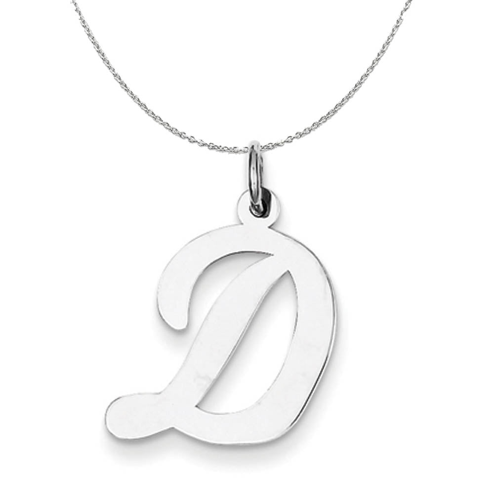 Silver Madison Collection LG Classic Script Initial D Necklace, Item N15240 by The Black Bow Jewelry Co.