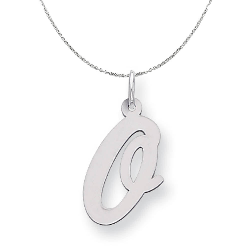 Silver Madison Collection LG Classic Script Initial O Necklace, Item N15251 by The Black Bow Jewelry Co.