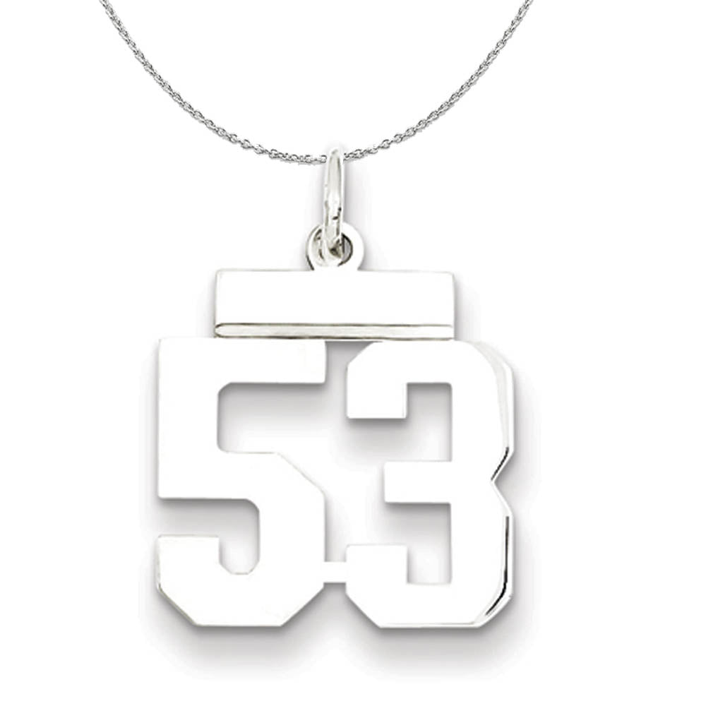 Silver, Athletic Collection, Small Polished Number 53 Necklace, Item N15316 by The Black Bow Jewelry Co.