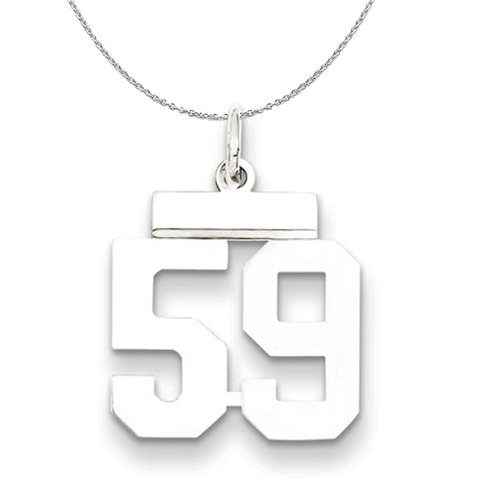 Silver, Athletic Collection, Small Polished Number 59 Necklace, Item N15322 by The Black Bow Jewelry Co.