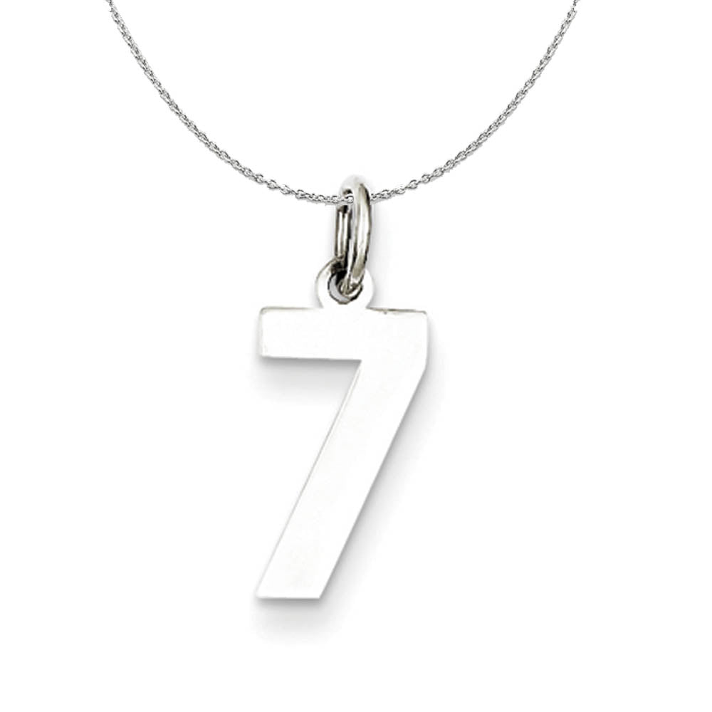 Sterling Silver, Athletic Collection, Small Polished Number 7 Necklace, Item N15334 by The Black Bow Jewelry Co.