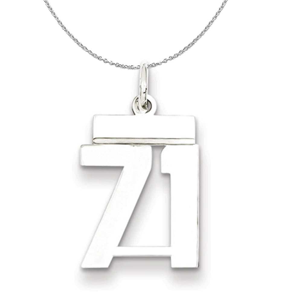 Silver, Athletic Collection, Small Polished Number 71 Necklace, Item N15336 by The Black Bow Jewelry Co.