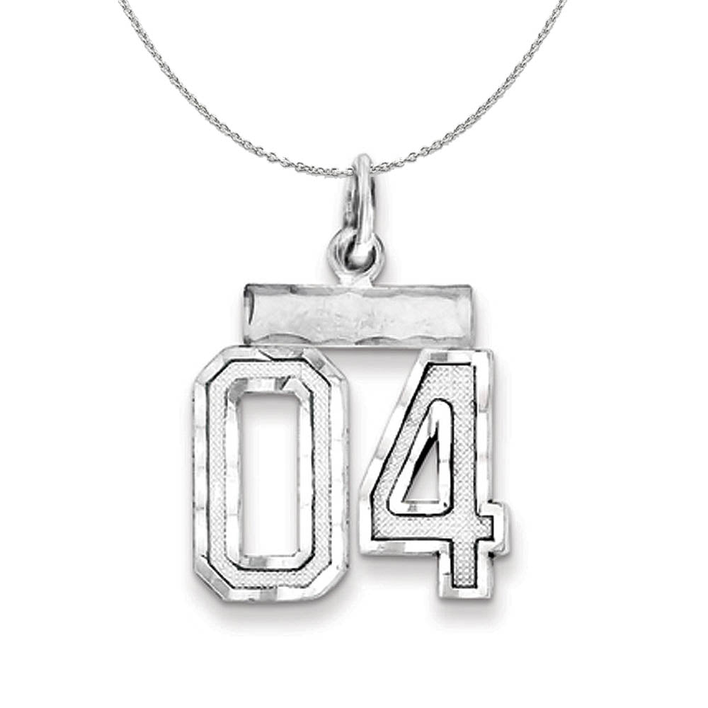 Sterling Silver, Varsity Collection, Small D/C Number 04 Necklace, Item N15369 by The Black Bow Jewelry Co.