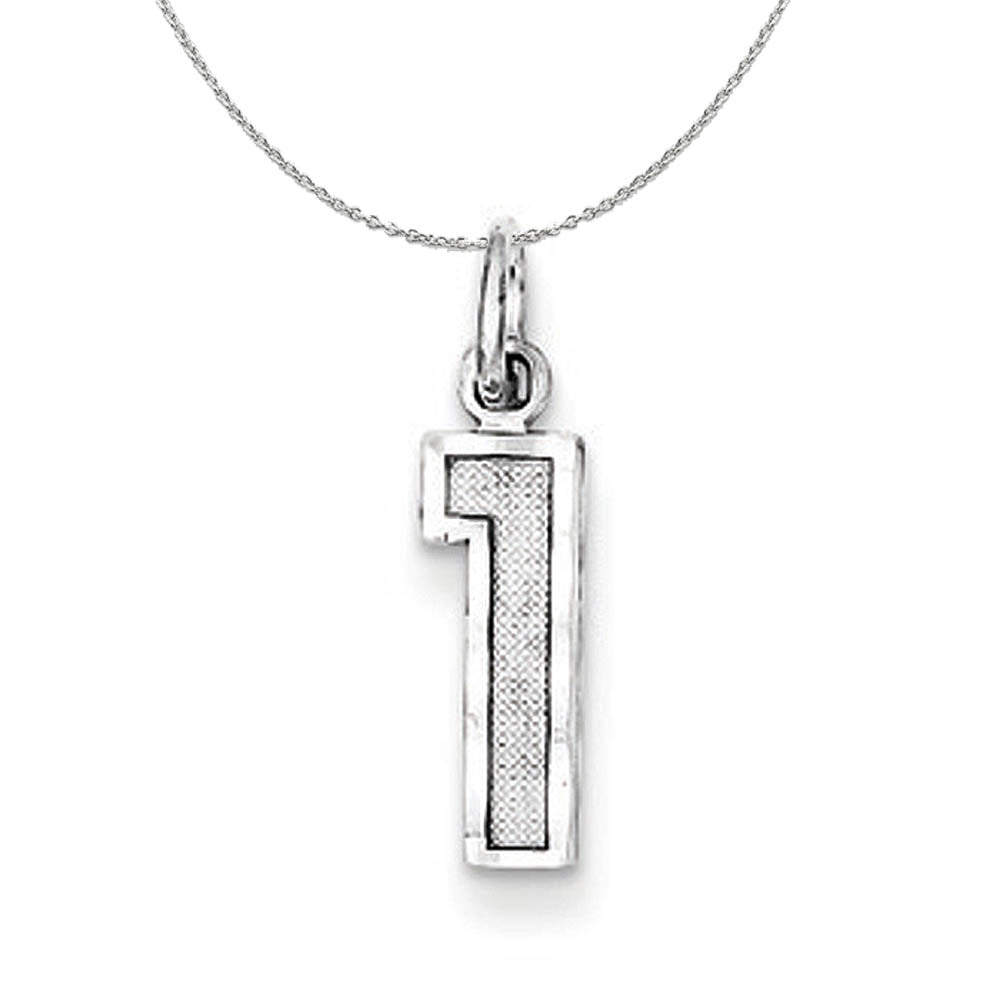 Sterling Silver, Varsity Collection, Small D/C Number 1 Necklace, Item N15371 by The Black Bow Jewelry Co.