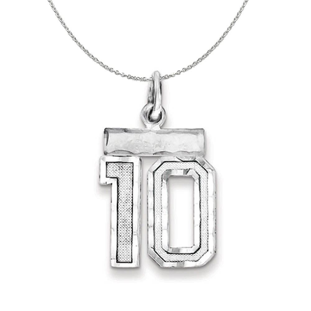 Sterling Silver, Varsity Collection, Small D/C Number 10 Necklace, Item N15372 by The Black Bow Jewelry Co.
