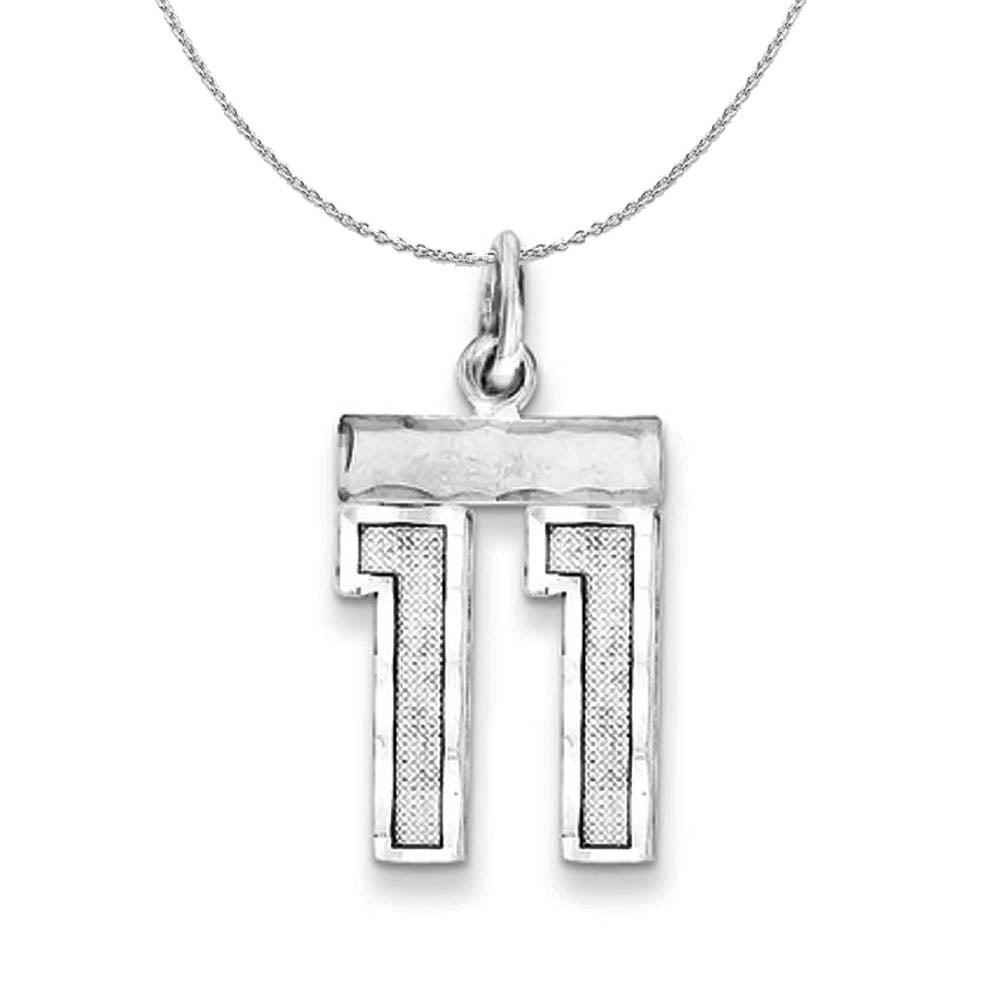 Sterling Silver, Varsity Collection, Small D/C Number 11 Necklace, Item N15373 by The Black Bow Jewelry Co.