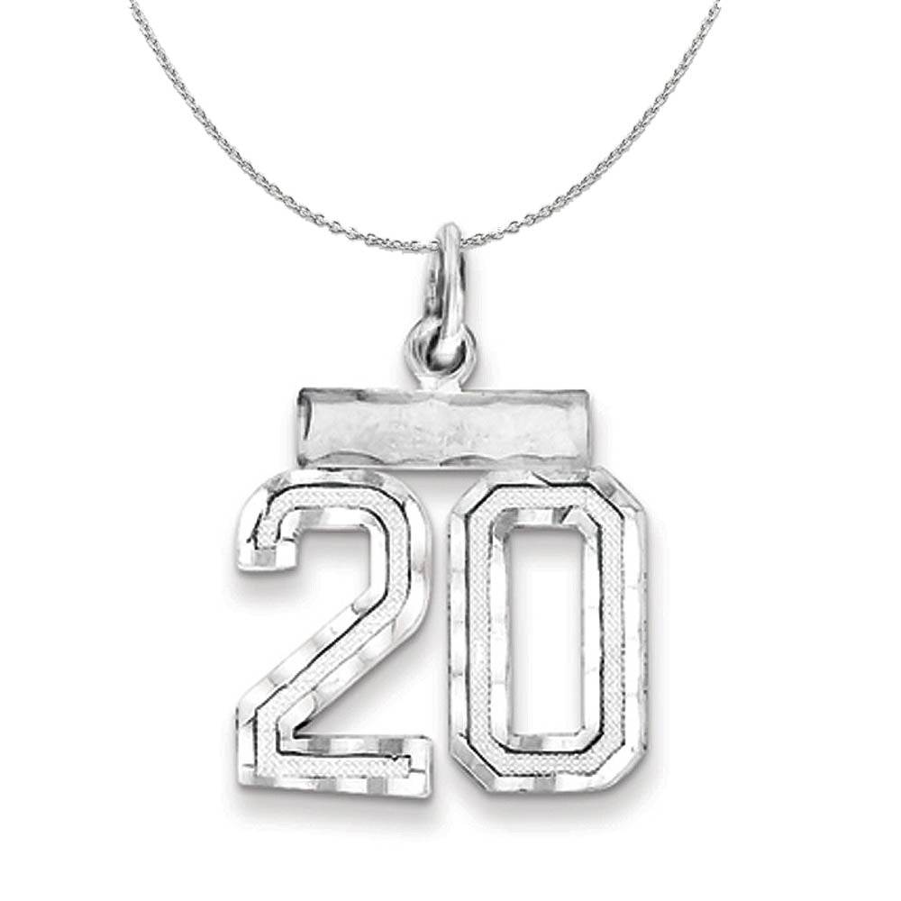 Sterling Silver, Varsity Collection, Small D/C Number 20 Necklace, Item N15383 by The Black Bow Jewelry Co.