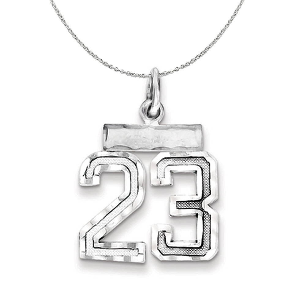 Sterling Silver, Varsity Collection, Small D/C Number 23 Necklace, Item N15386 by The Black Bow Jewelry Co.