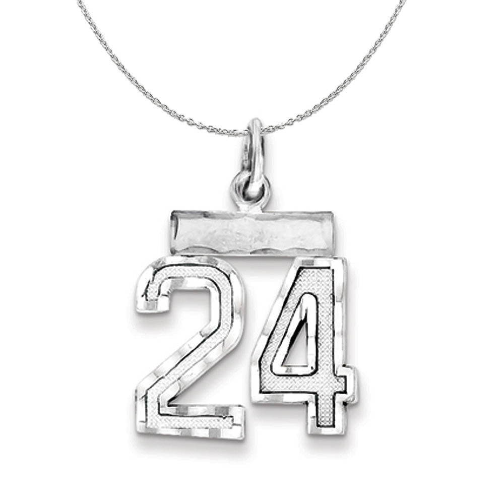 Sterling Silver, Varsity Collection, Small D/C Number 24 Necklace, Item N15387 by The Black Bow Jewelry Co.