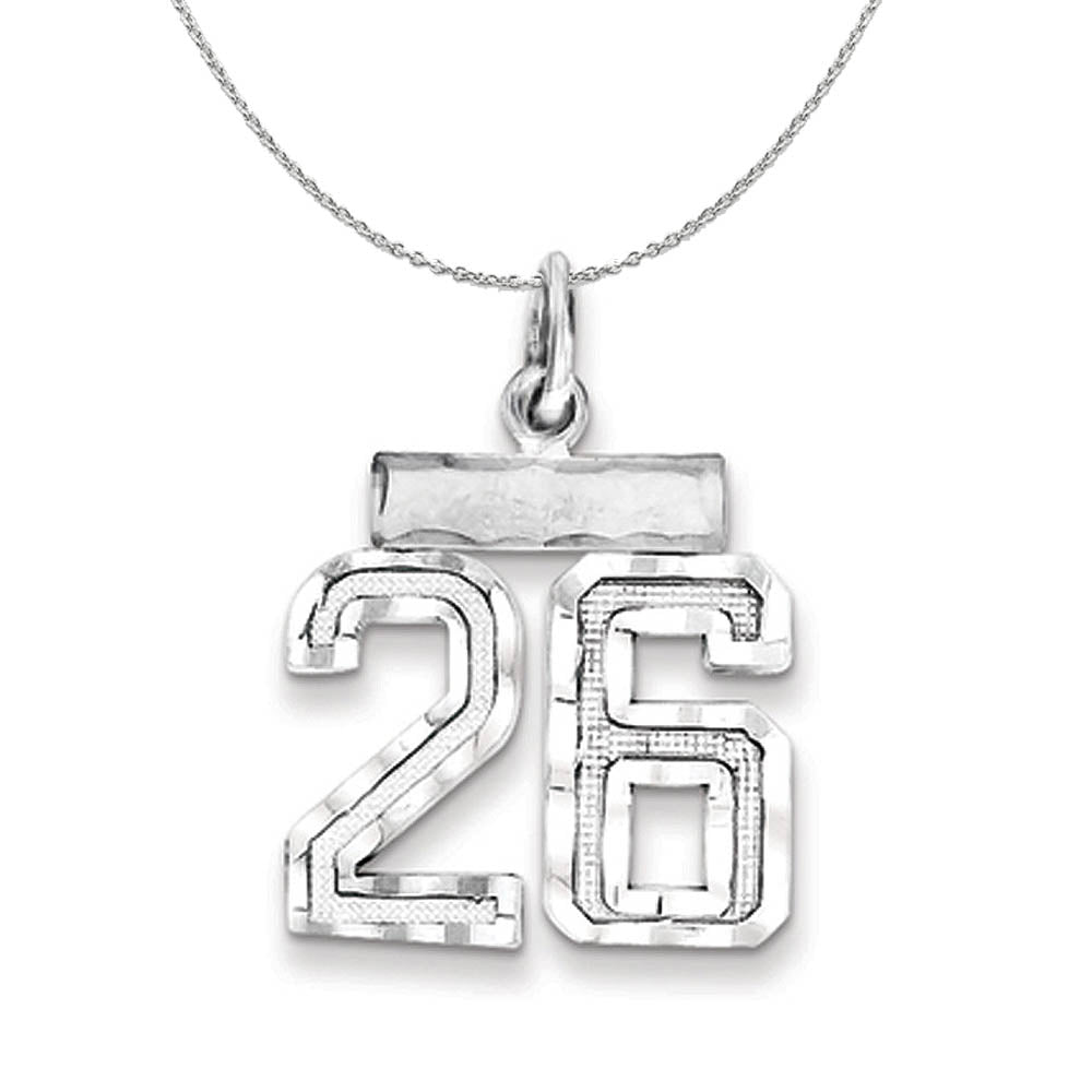 Sterling Silver, Varsity Collection, Small D/C Number 26 Necklace, Item N15389 by The Black Bow Jewelry Co.