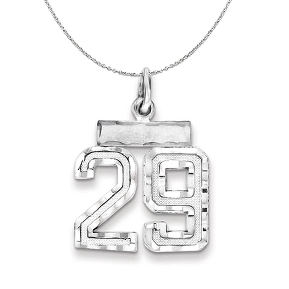 Sterling Silver, Varsity Collection, Small D/C Number 29 Necklace, Item N15392 by The Black Bow Jewelry Co.