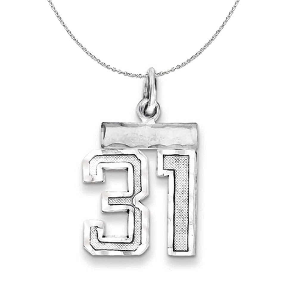 Sterling Silver, Varsity Collection, Small D/C Number 31 Necklace, Item N15395 by The Black Bow Jewelry Co.