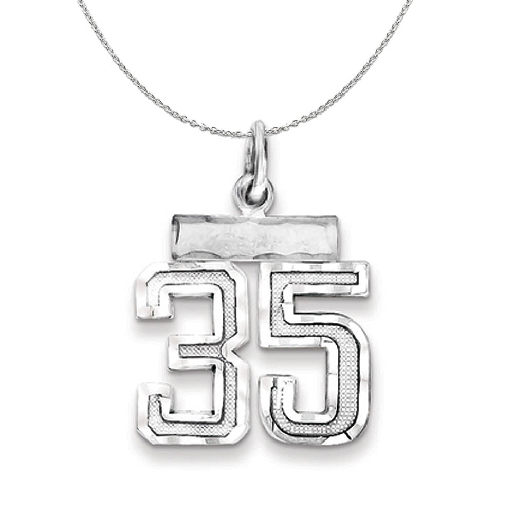 Sterling Silver, Varsity Collection, Small D/C Number 35 Necklace, Item N15399 by The Black Bow Jewelry Co.