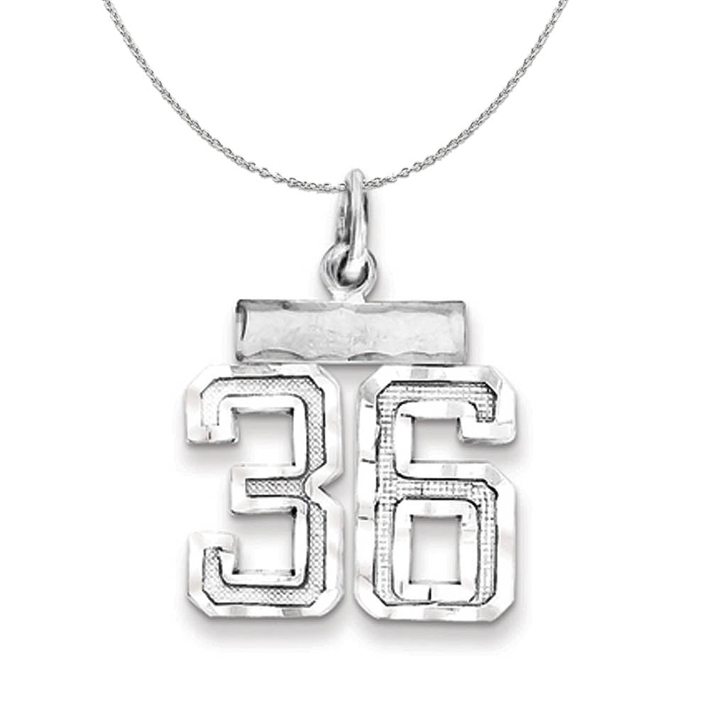 Sterling Silver, Varsity Collection, Small D/C Number 36 Necklace, Item N15400 by The Black Bow Jewelry Co.