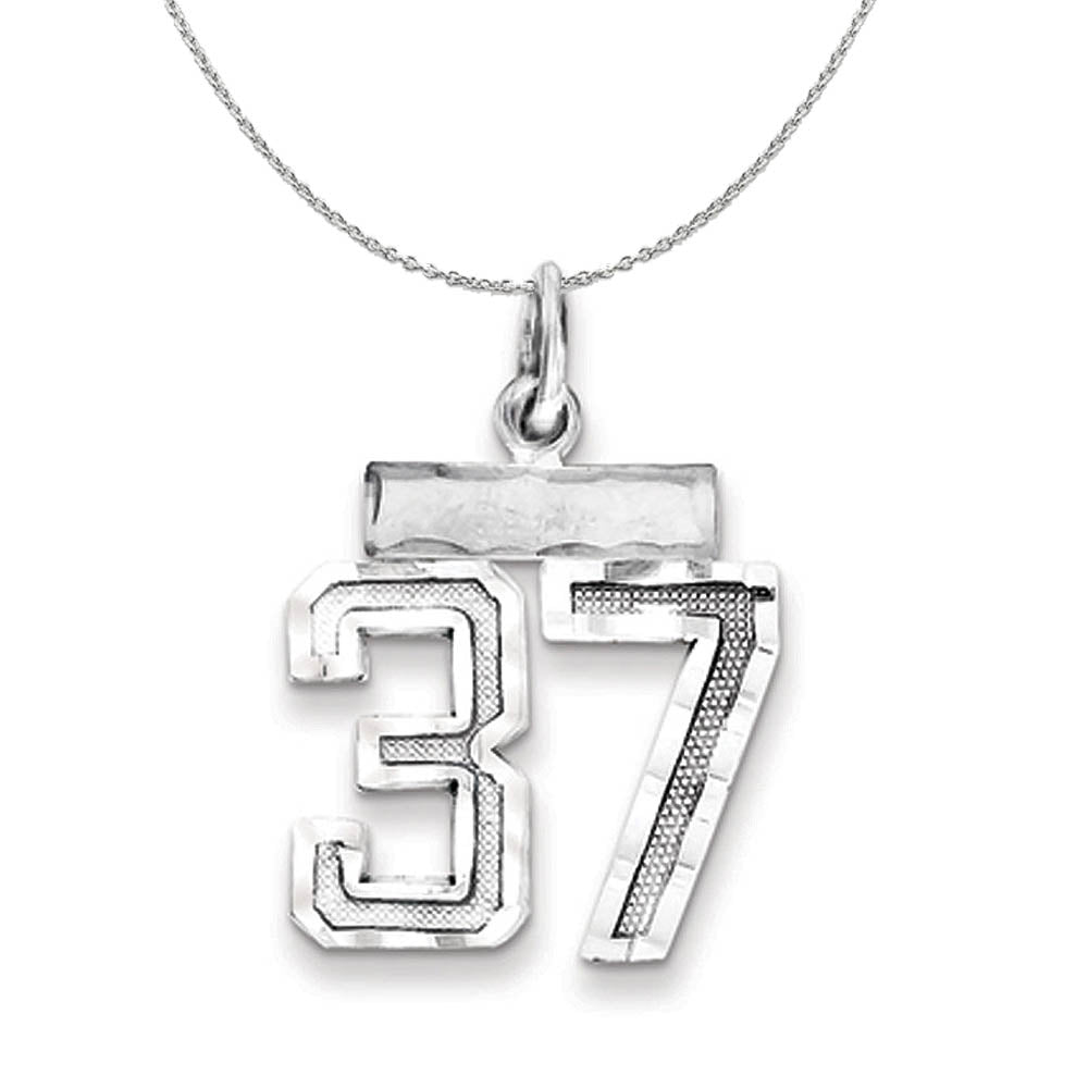 Sterling Silver, Varsity Collection, Small D/C Number 37 Necklace, Item N15401 by The Black Bow Jewelry Co.