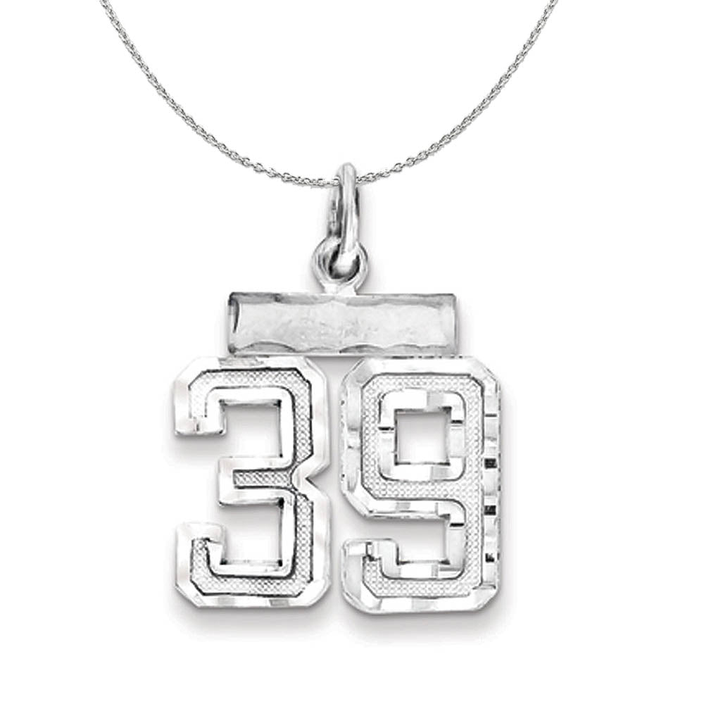 Sterling Silver, Varsity Collection, Small D/C Number 38 Necklace, Item N15402 by The Black Bow Jewelry Co.
