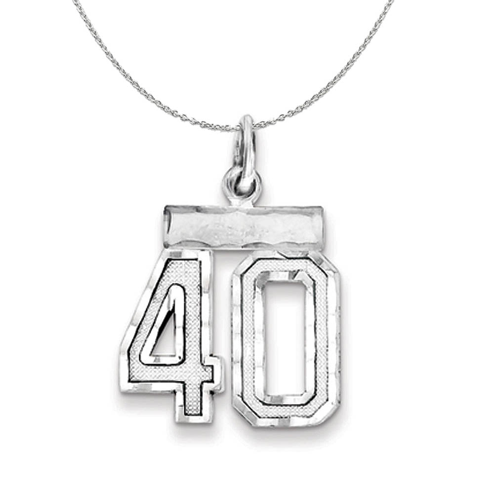 Sterling Silver, Varsity Collection, Small D/C Number 40 Necklace, Item N15405 by The Black Bow Jewelry Co.