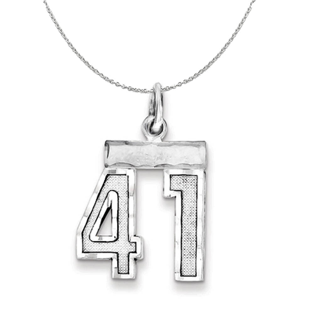 Sterling Silver, Varsity Collection, Small D/C Number 41 Necklace, Item N15406 by The Black Bow Jewelry Co.