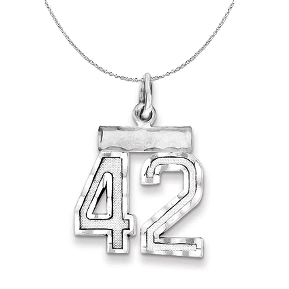 Sterling Silver, Varsity Collection, Small D/C Number 42 Necklace, Item N15407 by The Black Bow Jewelry Co.