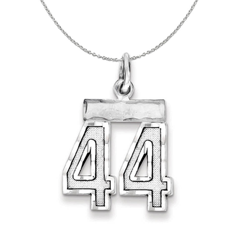 Sterling Silver, Varsity Collection, Small D/C Number 44 Necklace, Item N15409 by The Black Bow Jewelry Co.