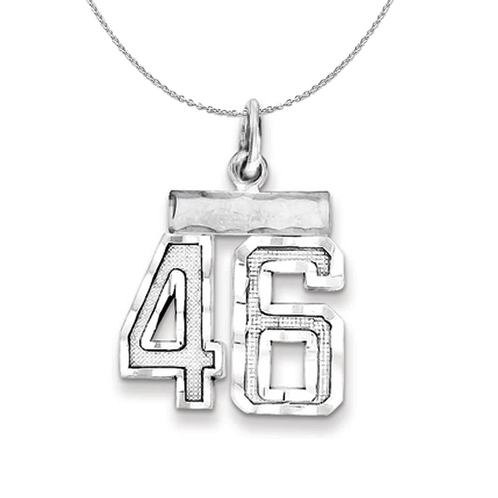 Sterling Silver, Varsity Collection, Small D/C Number 46 Necklace, Item N15411 by The Black Bow Jewelry Co.