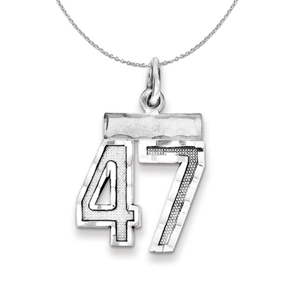 Sterling Silver, Varsity Collection, Small D/C Number 47 Necklace, Item N15412 by The Black Bow Jewelry Co.
