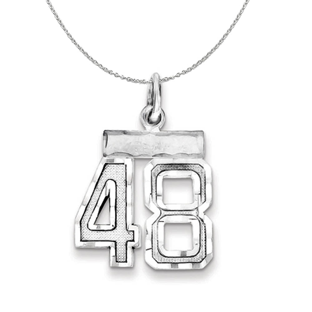 Sterling Silver, Varsity Collection, Small D/C Number 48 Necklace, Item N15413 by The Black Bow Jewelry Co.