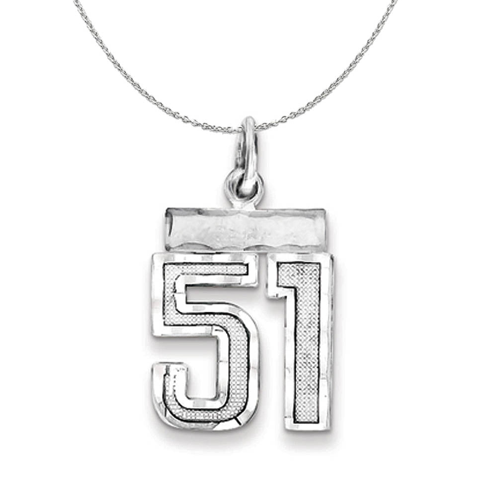Sterling Silver, Varsity Collection, Small D/C Number 51 Necklace, Item N15417 by The Black Bow Jewelry Co.