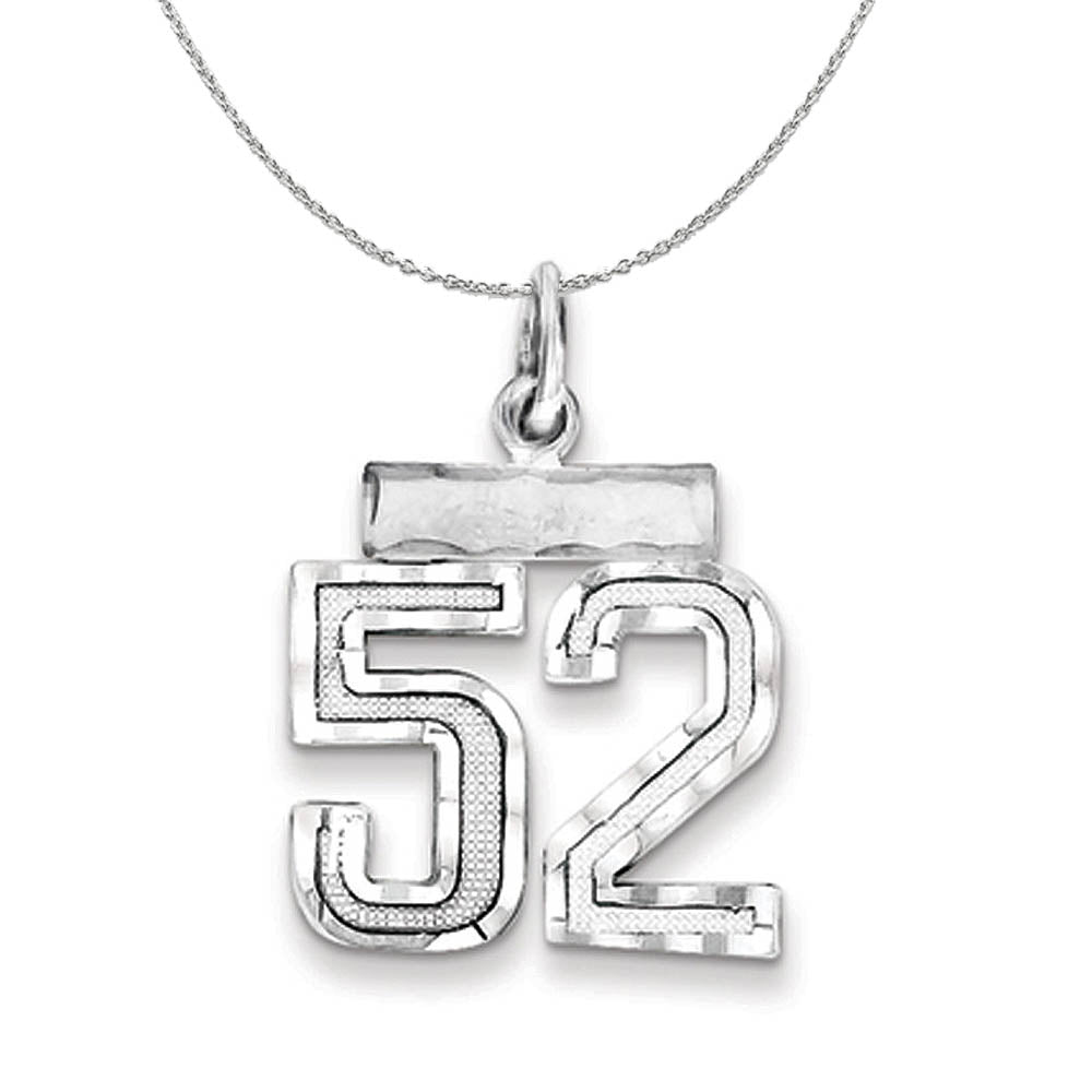 Sterling Silver, Varsity Collection, Small D/C Number 52 Necklace, Item N15418 by The Black Bow Jewelry Co.