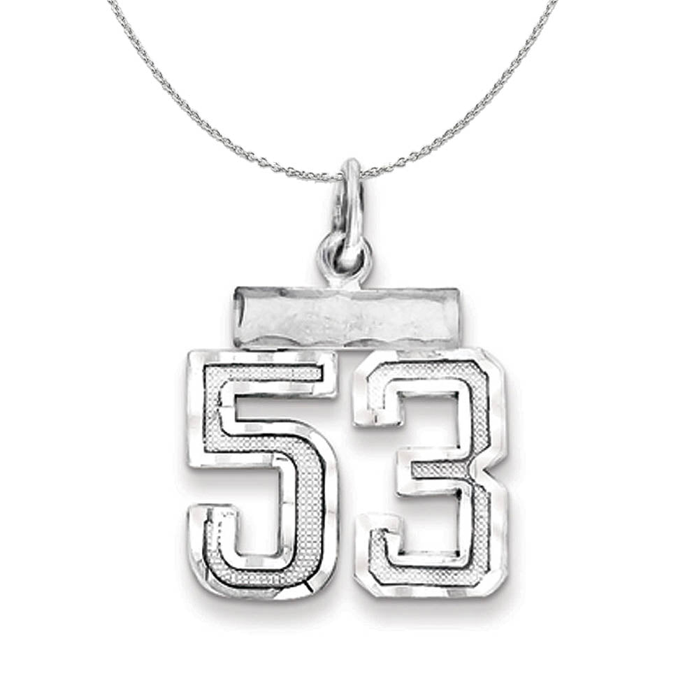 Sterling Silver, Varsity Collection, Small D/C Number 53 Necklace, Item N15419 by The Black Bow Jewelry Co.