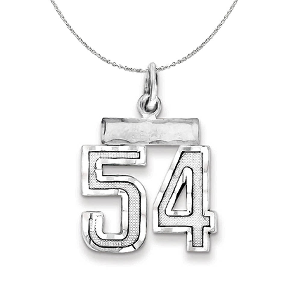 Sterling Silver, Varsity Collection, Small D/C Number 54 Necklace, Item N15420 by The Black Bow Jewelry Co.