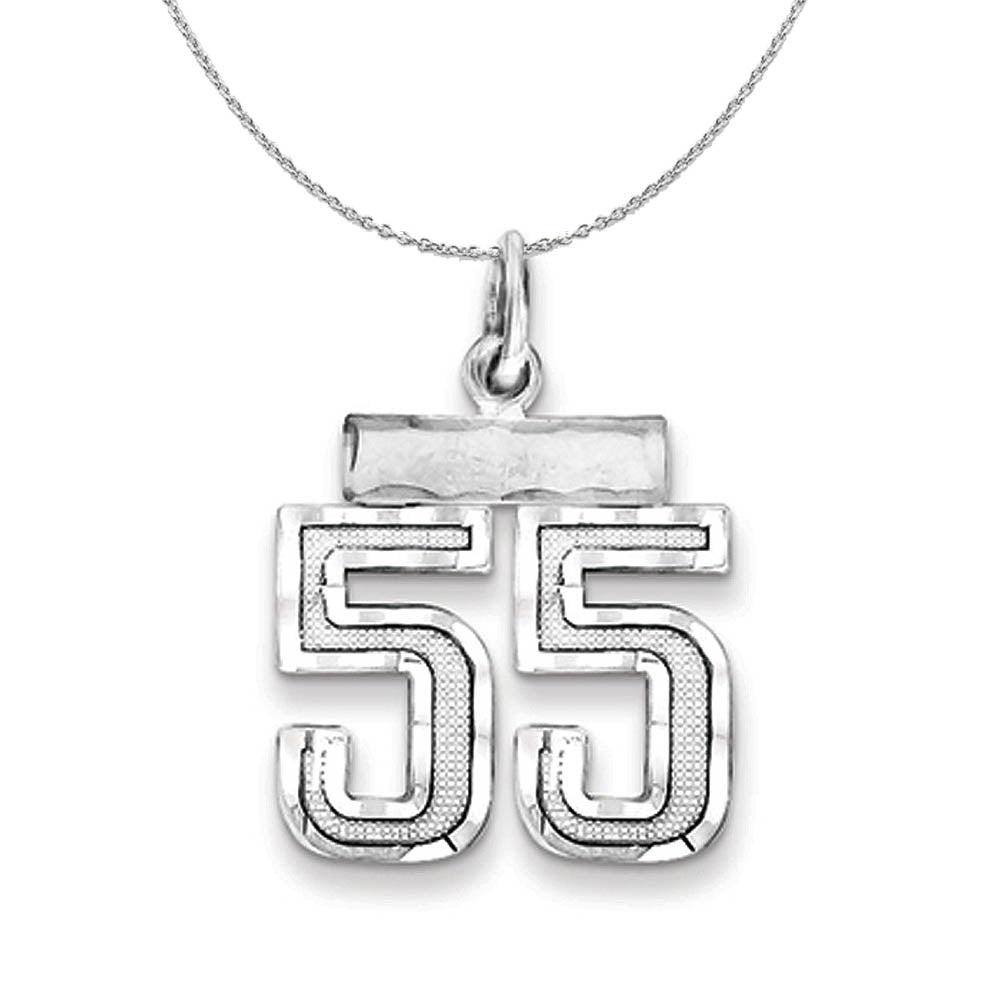 Sterling Silver, Varsity Collection, Small D/C Number 55 Necklace, Item N15421 by The Black Bow Jewelry Co.