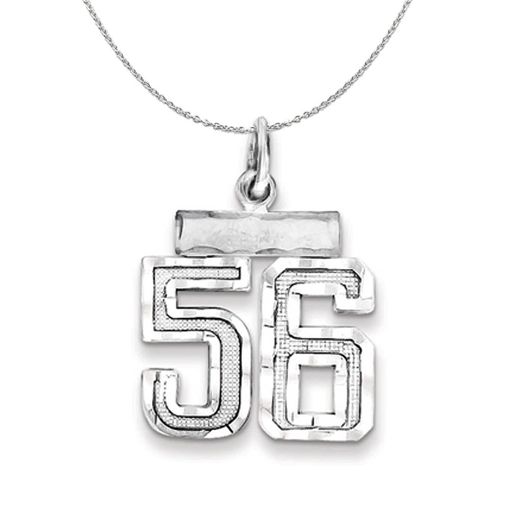 Sterling Silver, Varsity Collection, Small D/C Number 56 Necklace, Item N15422 by The Black Bow Jewelry Co.