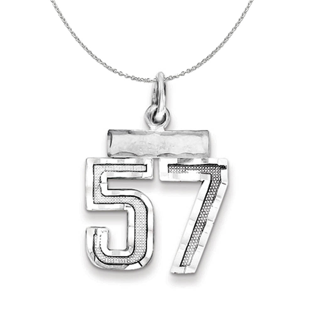 Sterling Silver, Varsity Collection, Small D/C Number 57 Necklace, Item N15423 by The Black Bow Jewelry Co.
