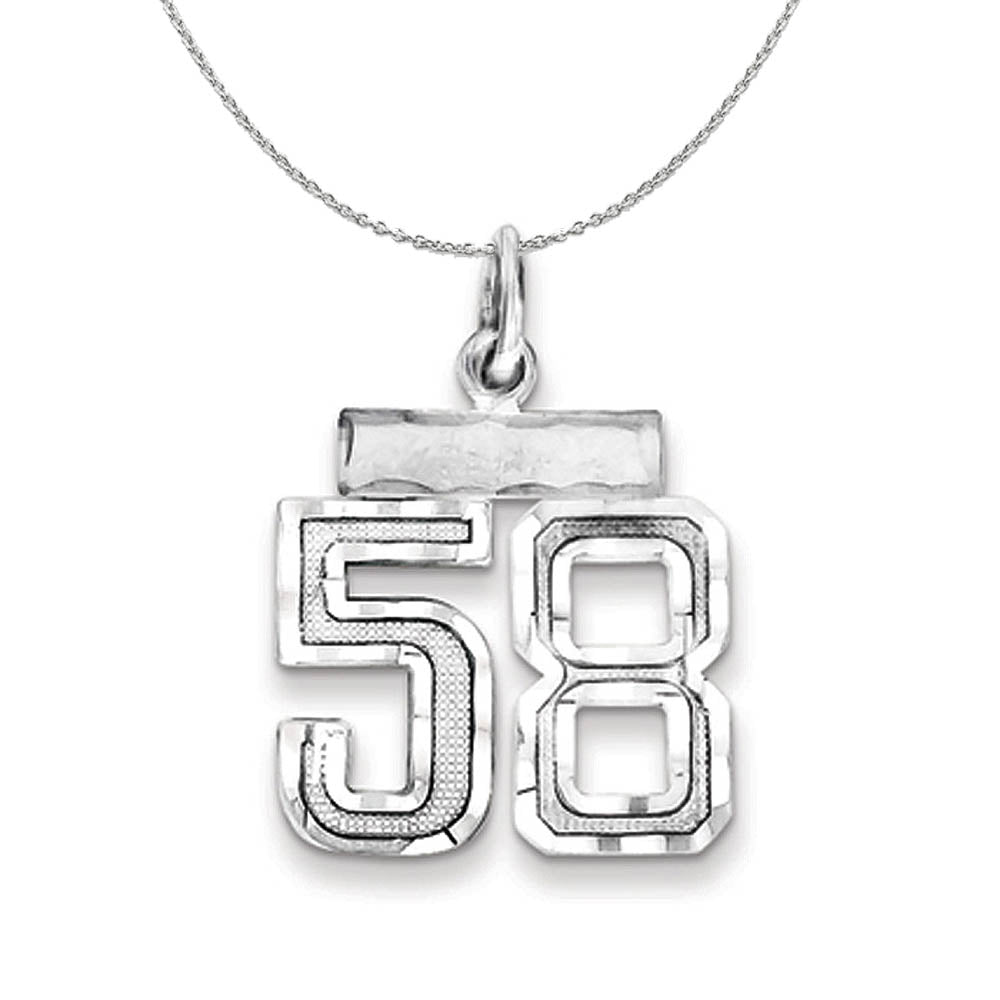 Sterling Silver, Varsity Collection, Small D/C Number 58 Necklace, Item N15424 by The Black Bow Jewelry Co.