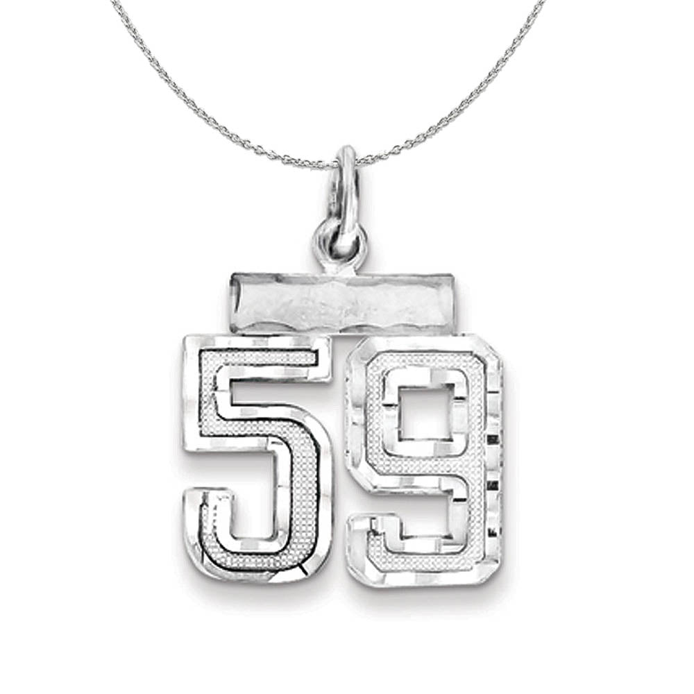 Sterling Silver, Varsity Collection, Small D/C Number 59 Necklace, Item N15425 by The Black Bow Jewelry Co.
